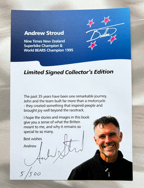 Available by request. The John Britten Story - book signed by Andrew Stroud