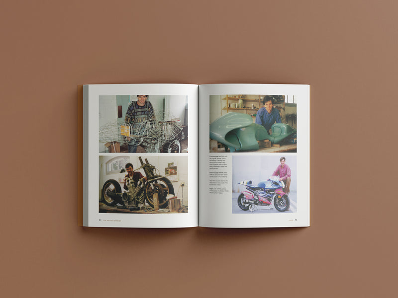 The Britten Stables book is full of original photos of the Britten motorcycle being build in John's home workshop